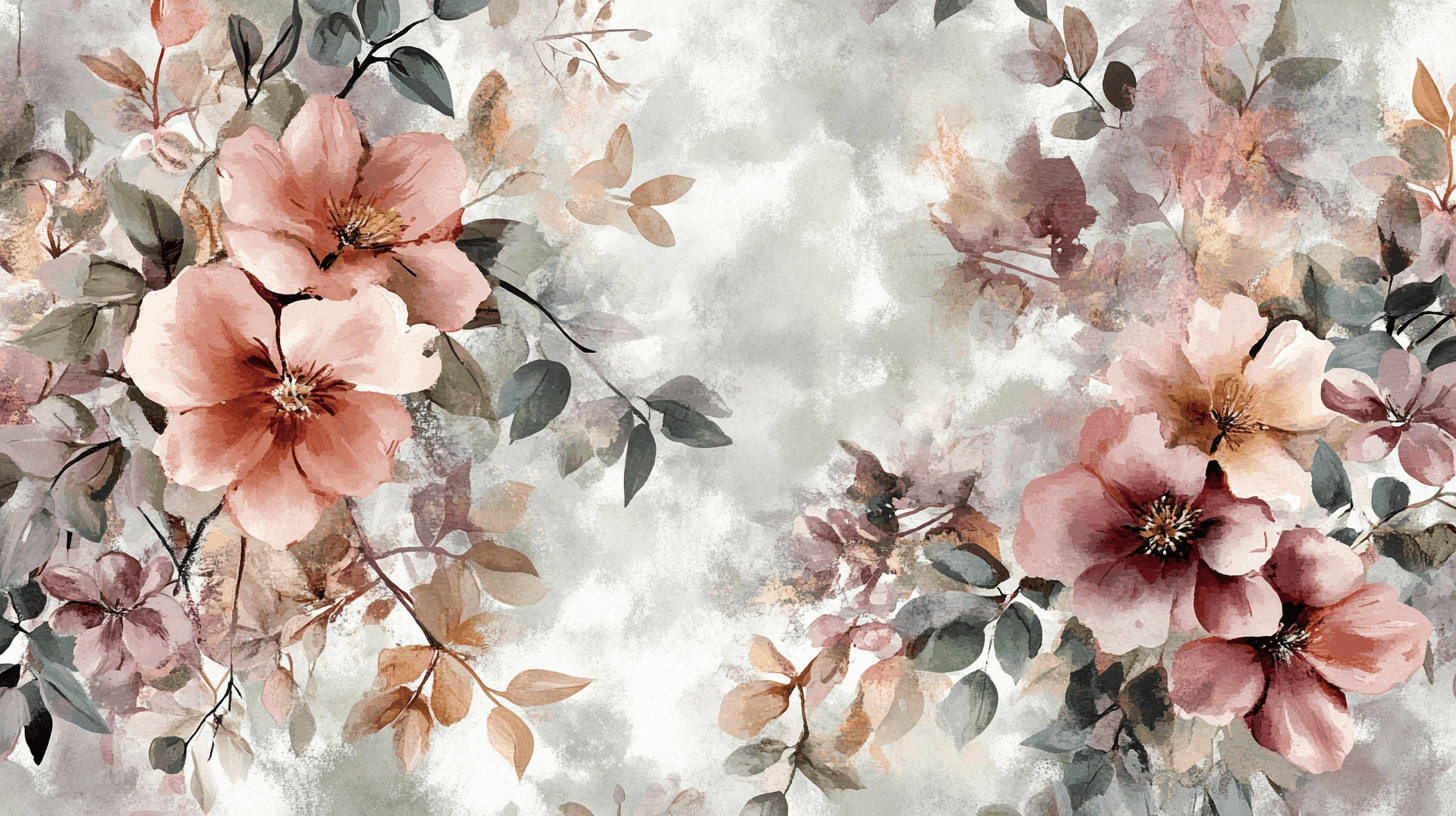 Papier Peint Aquarelle Fleurs Et Plantes Bohèmes