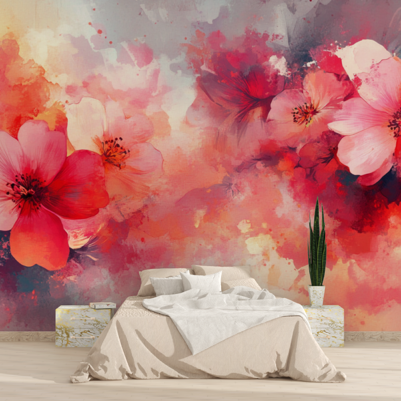 Papier peint aquarelle fleurs c...abstraites tapisserie 2025