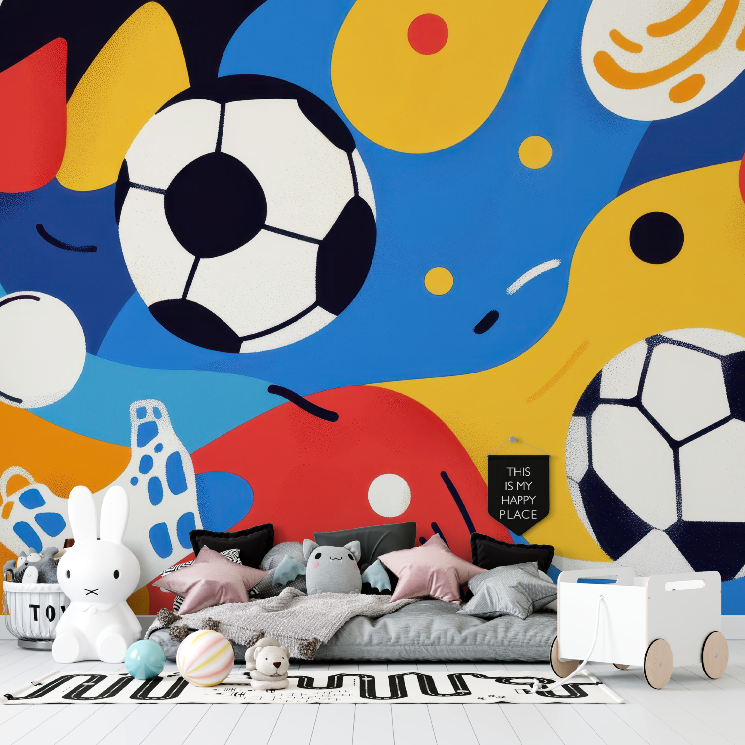 Papier peint ballon foot enfant tapisserie garcon