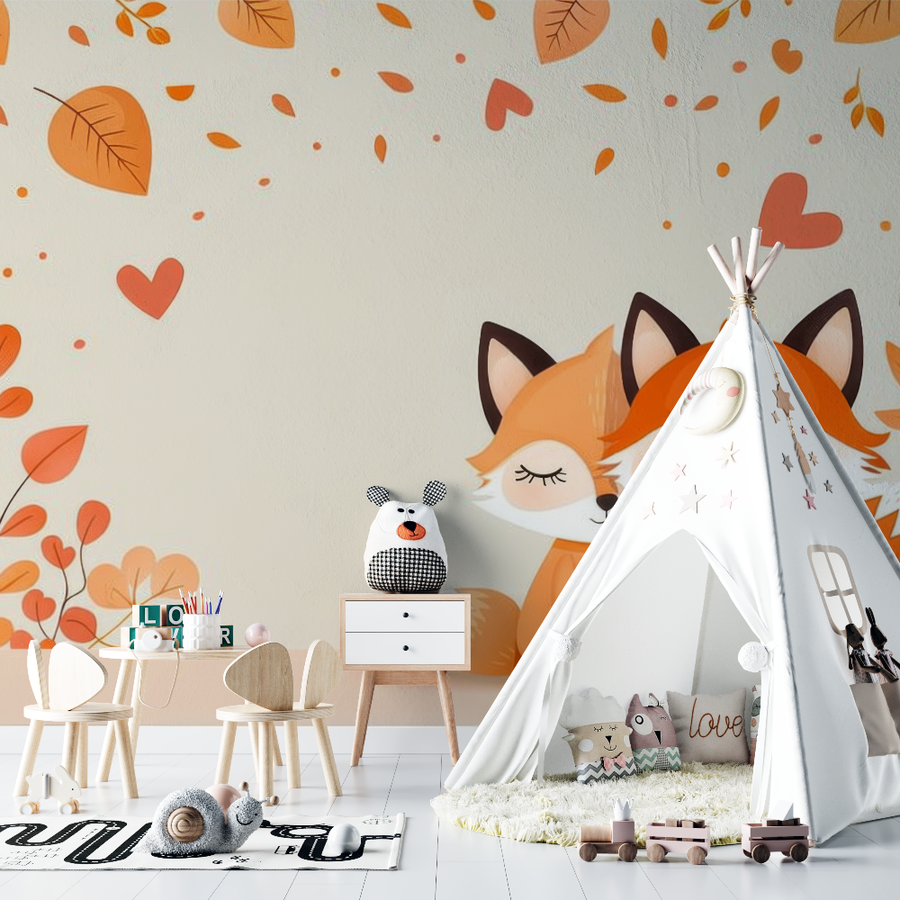 Papier peint renard dessin anime chambre bebe