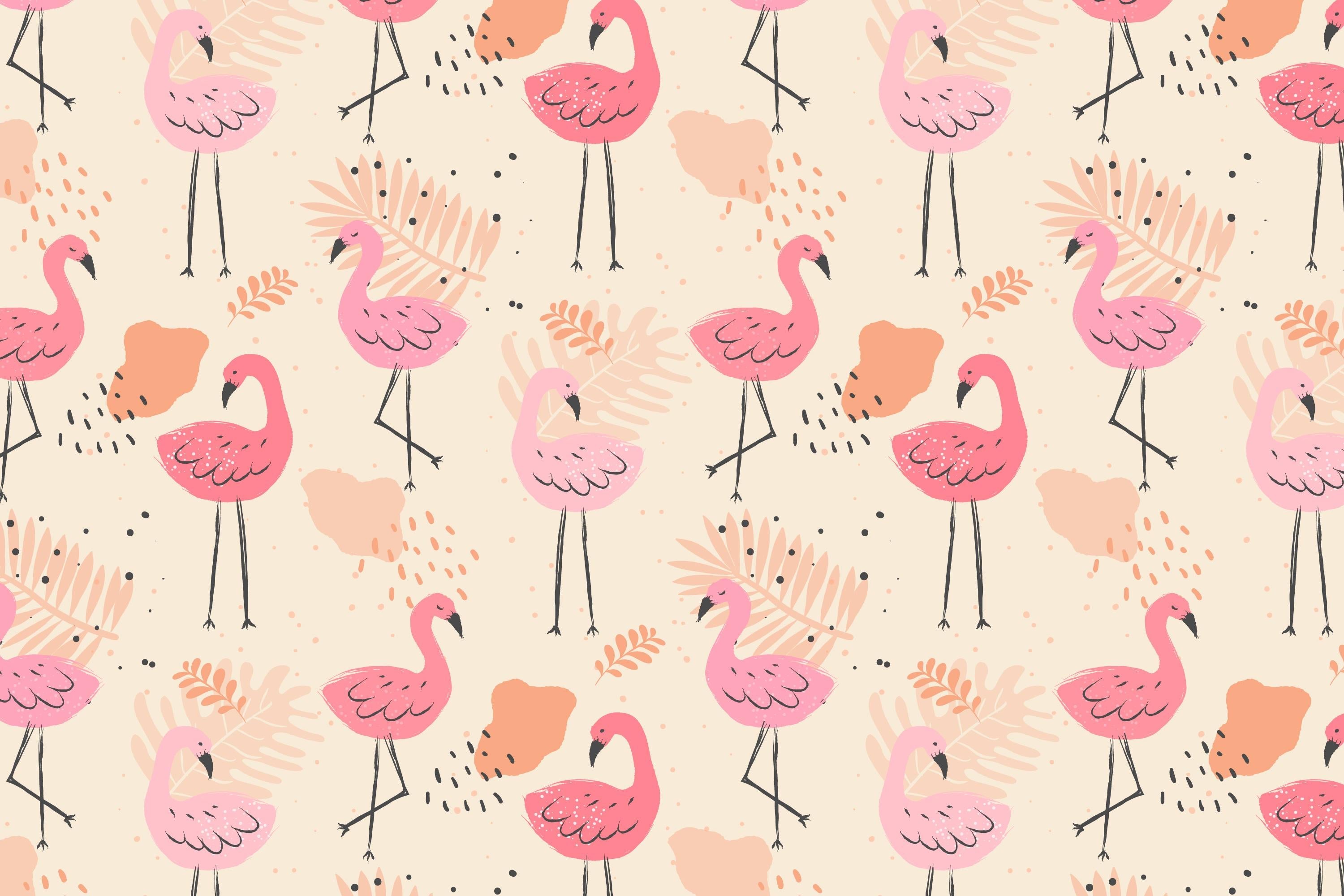 Papier peint bébé motif Flamant rose