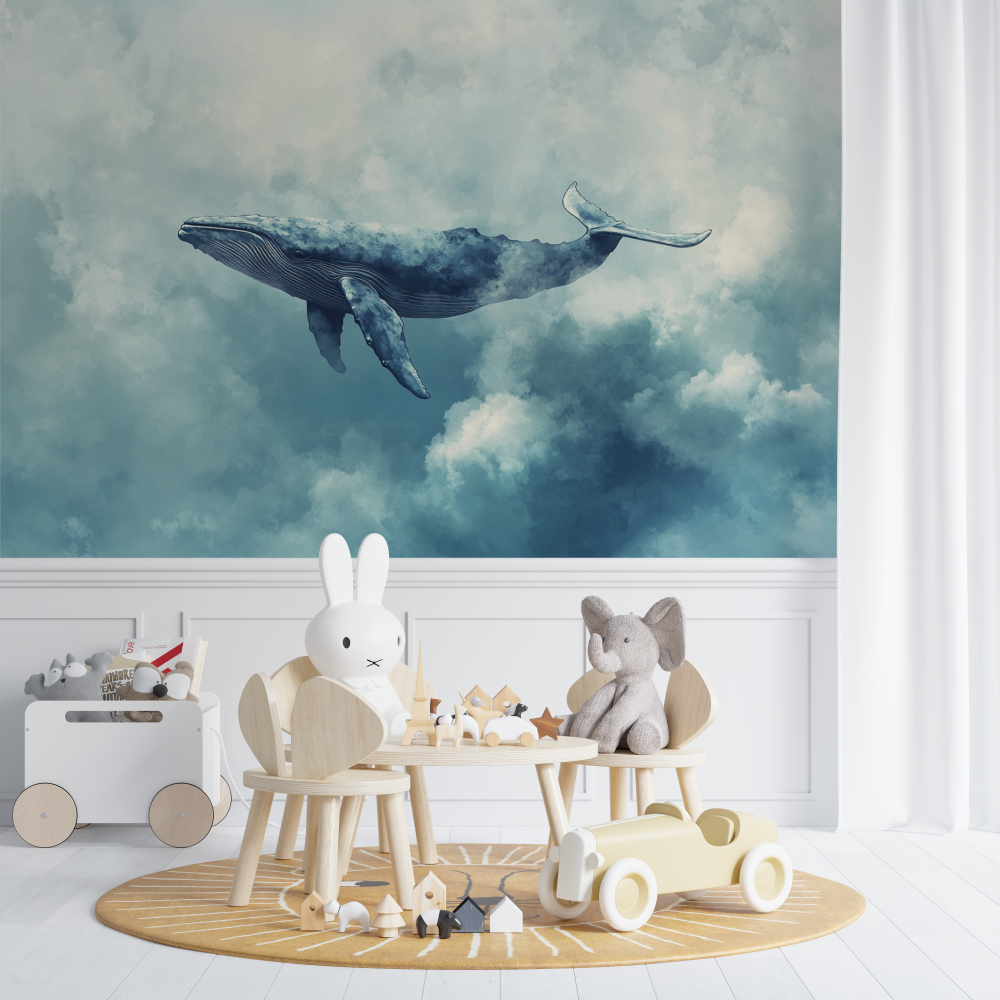 Papier peint marin esquisse nuage chambre de bebe