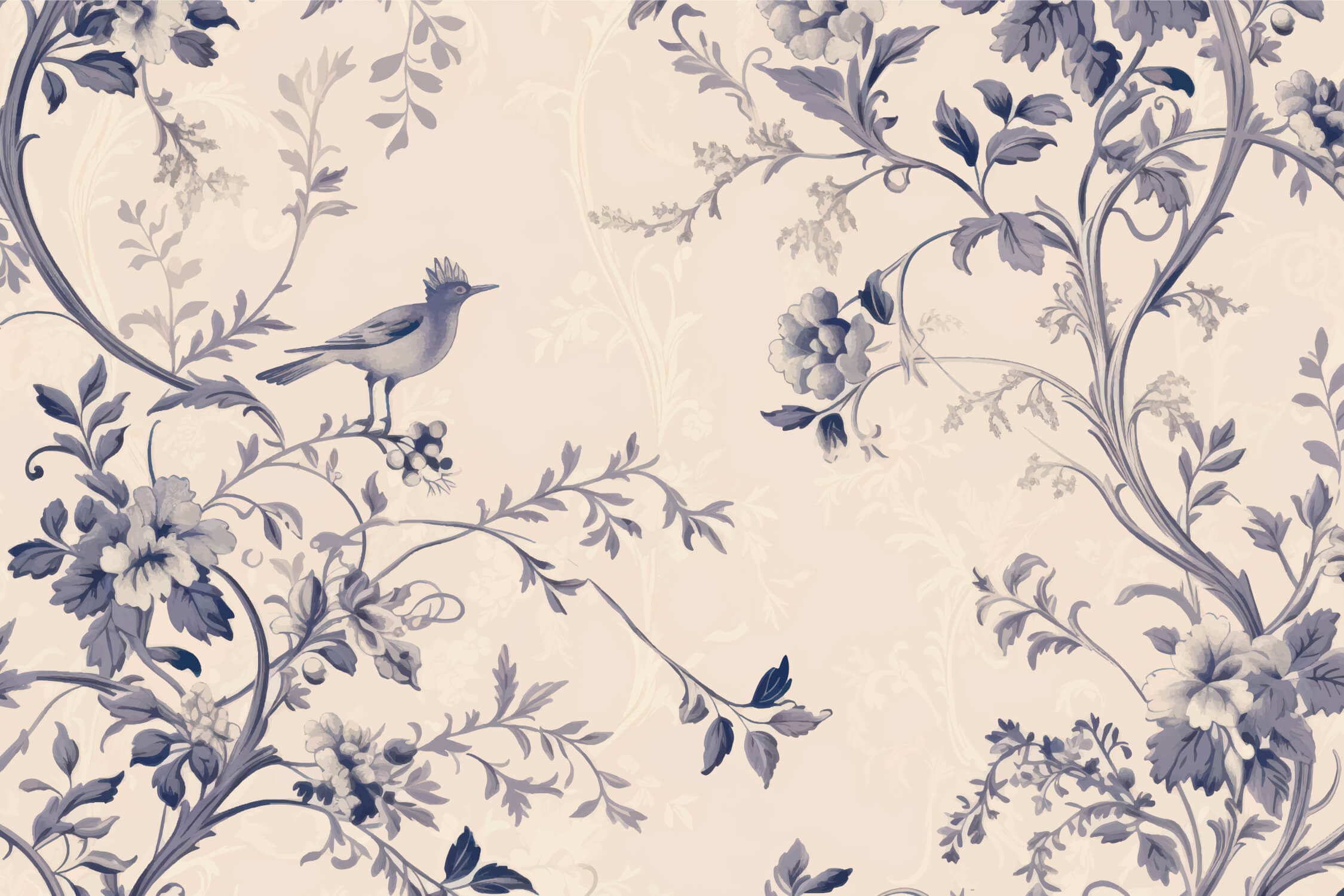 Papier Peint Toile De Jouy Ton Bleu