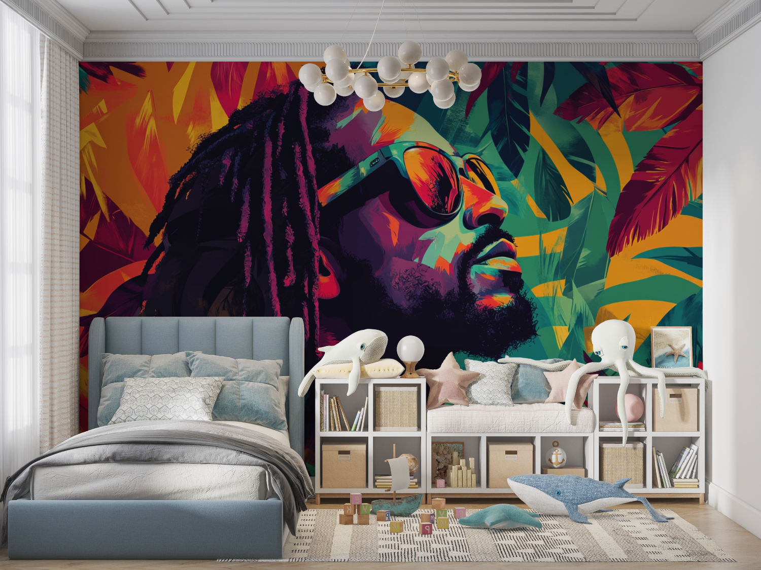 Papier peint afro musique panoramique garcon