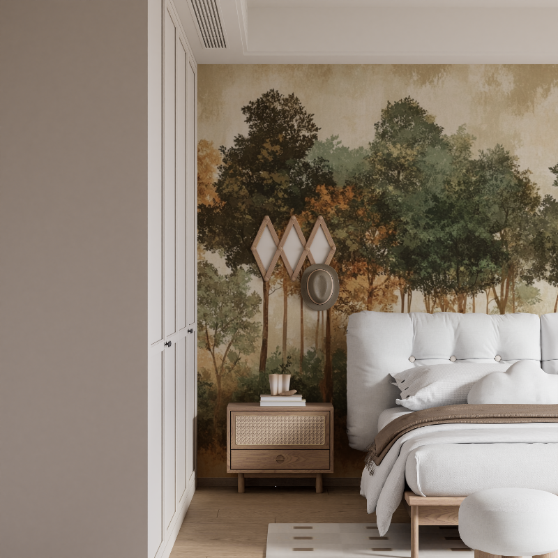 Papier peint foret terracotta mural