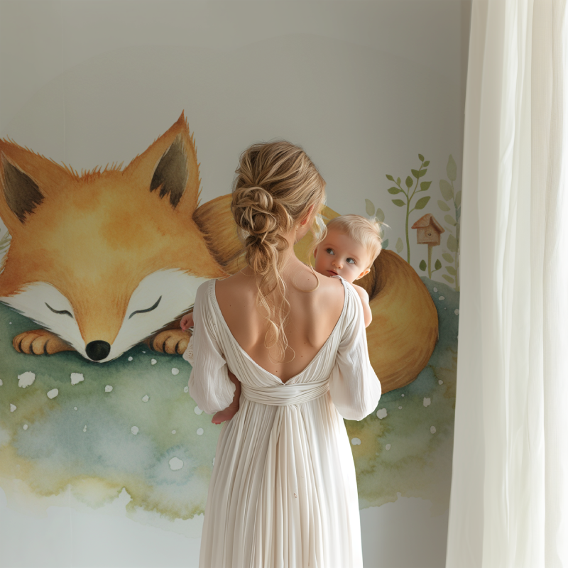 Papier peint renard chambre bebe bb123