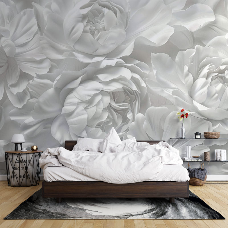 Papier peint grosse fleur blanche leroy merlin mur