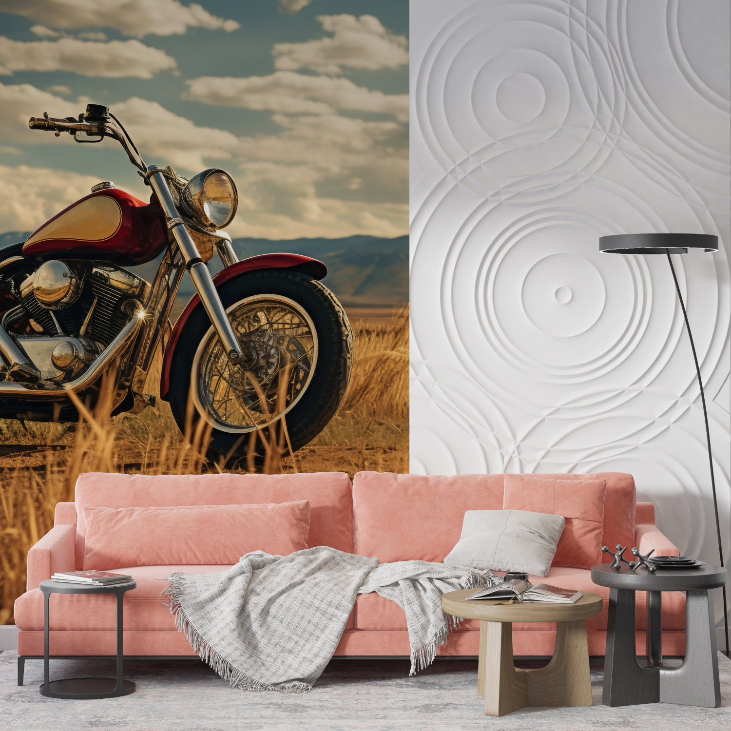 Papier peint panoramique moto ancienne mur