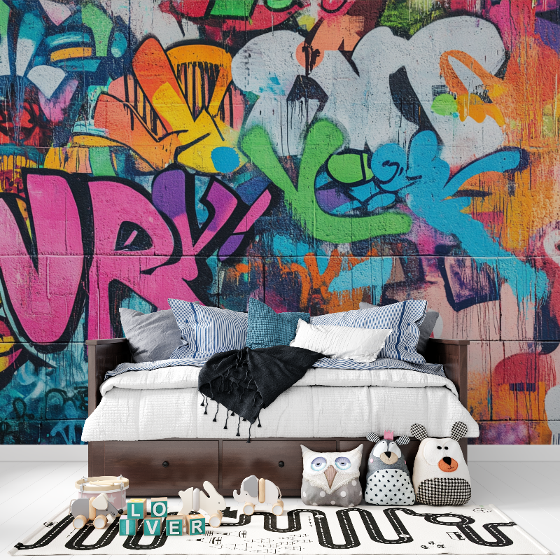 Papier peint musique graffiti tapisserie pour ado