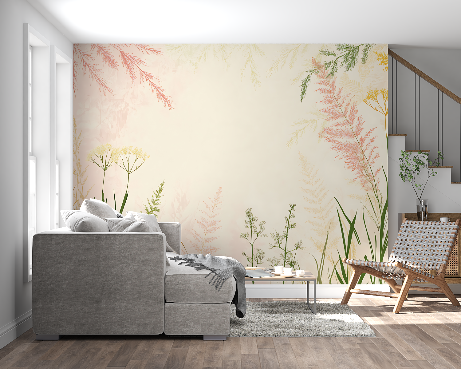 Papier peint aquarelle fleurs panoramique panoramique mural