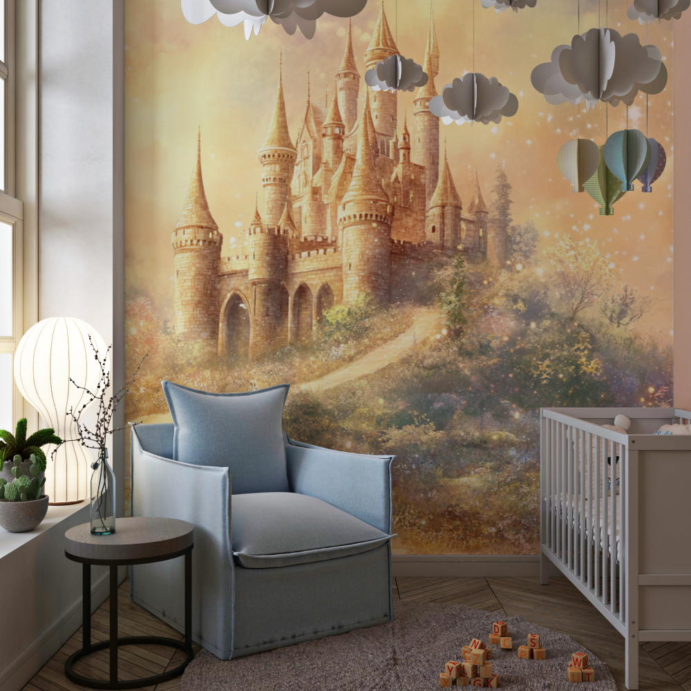 Papier peint princesse forteresse enchantee chambre de fille