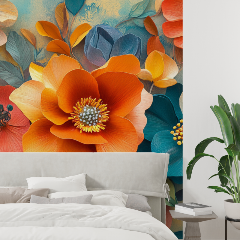 Papier peint aquarelle fleurs e...lorees tapisserie tendance