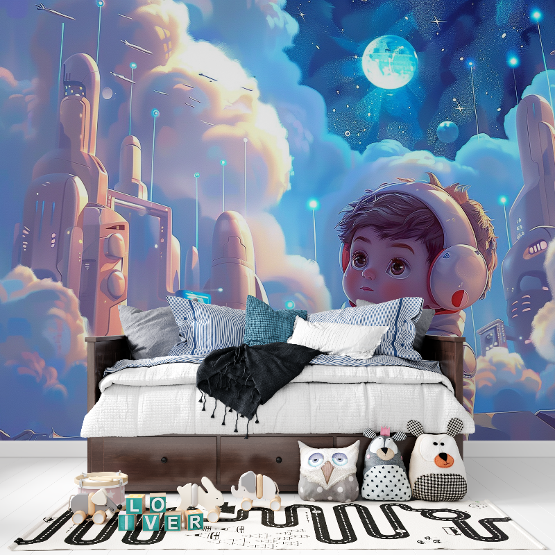 Papier peint chambre ado petit astronaute panoramique garcon
