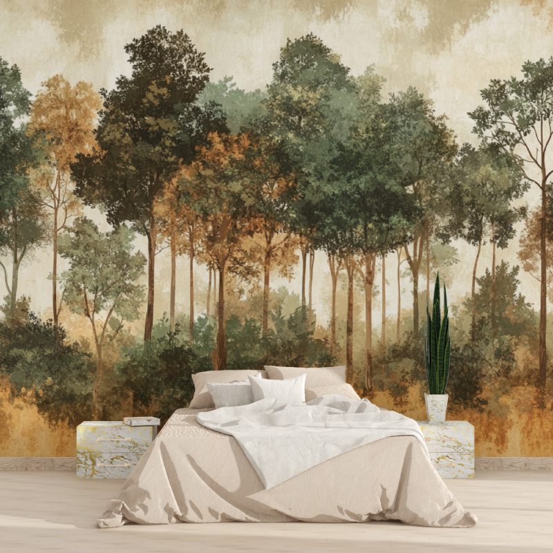 Papier peint foret terracotta tapisserie 2025