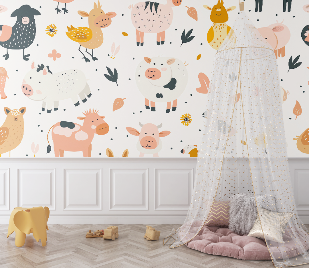 Papier peint bébé Animaux de ferme - bebe