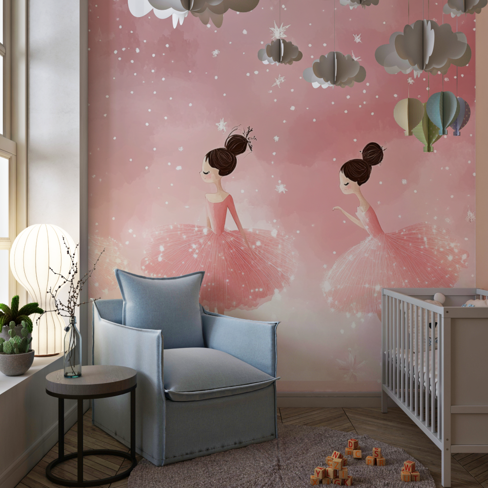Papier peint ballerines chambre de fille