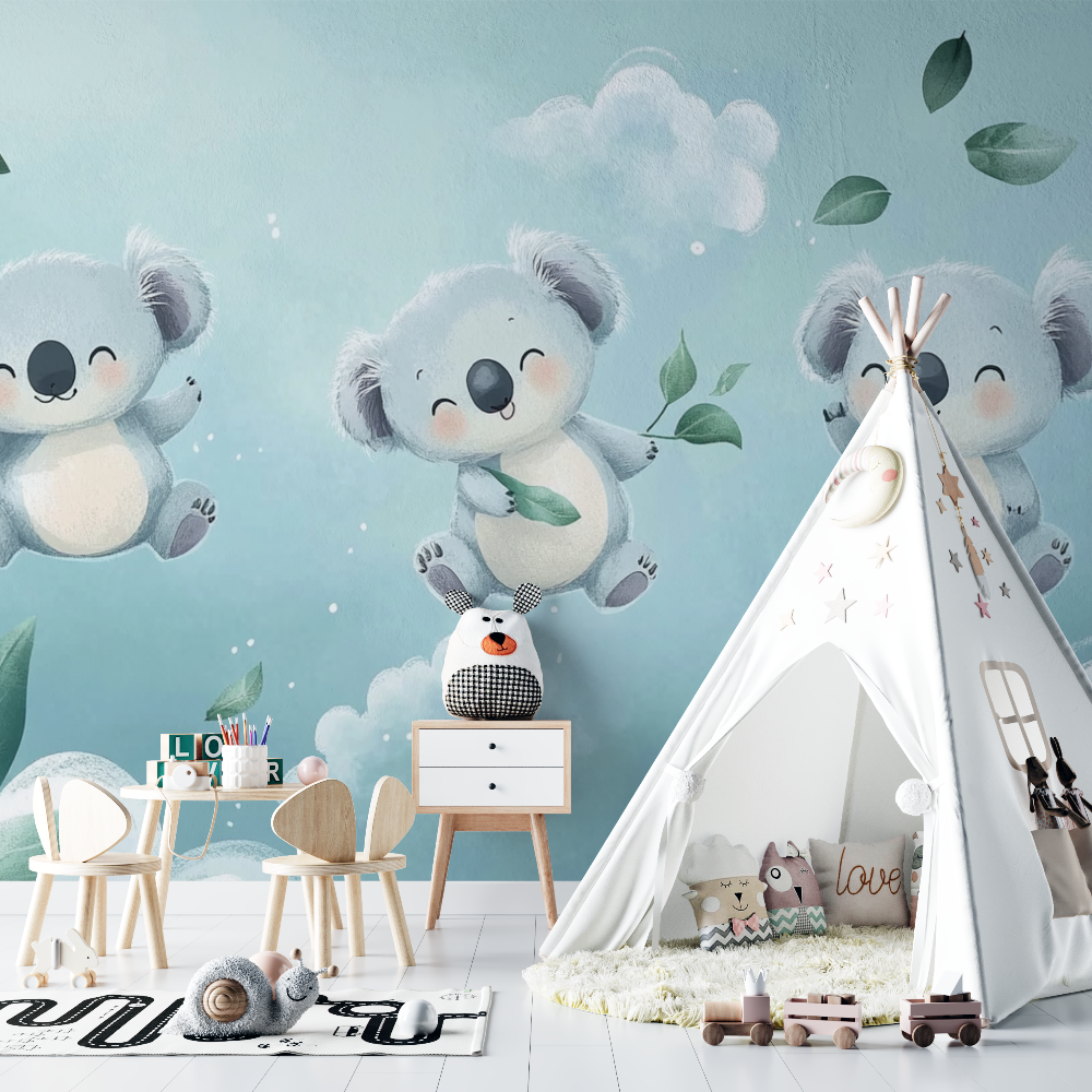 Papier peint koala dans un souffle dair chambre bebe