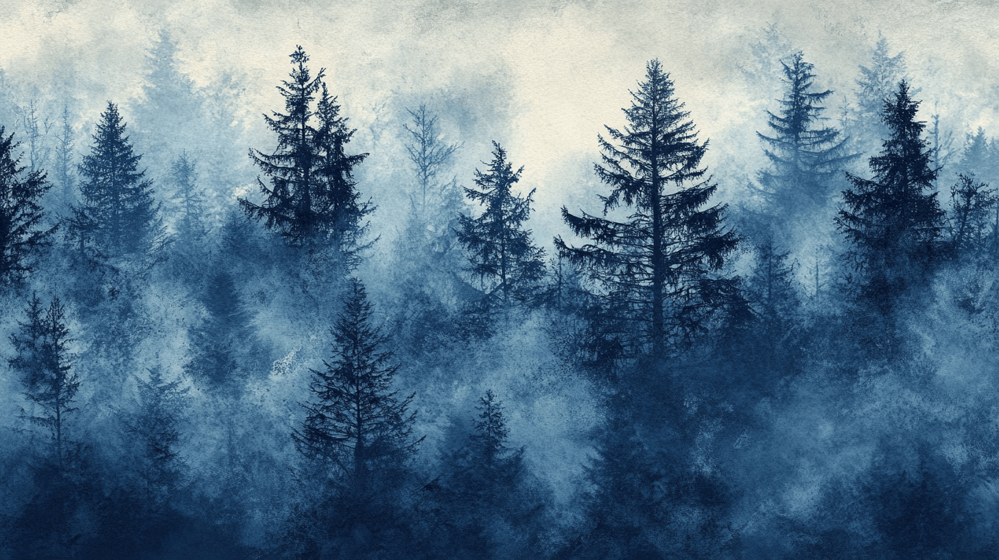Papier Peint Arbre Bleu Nuit