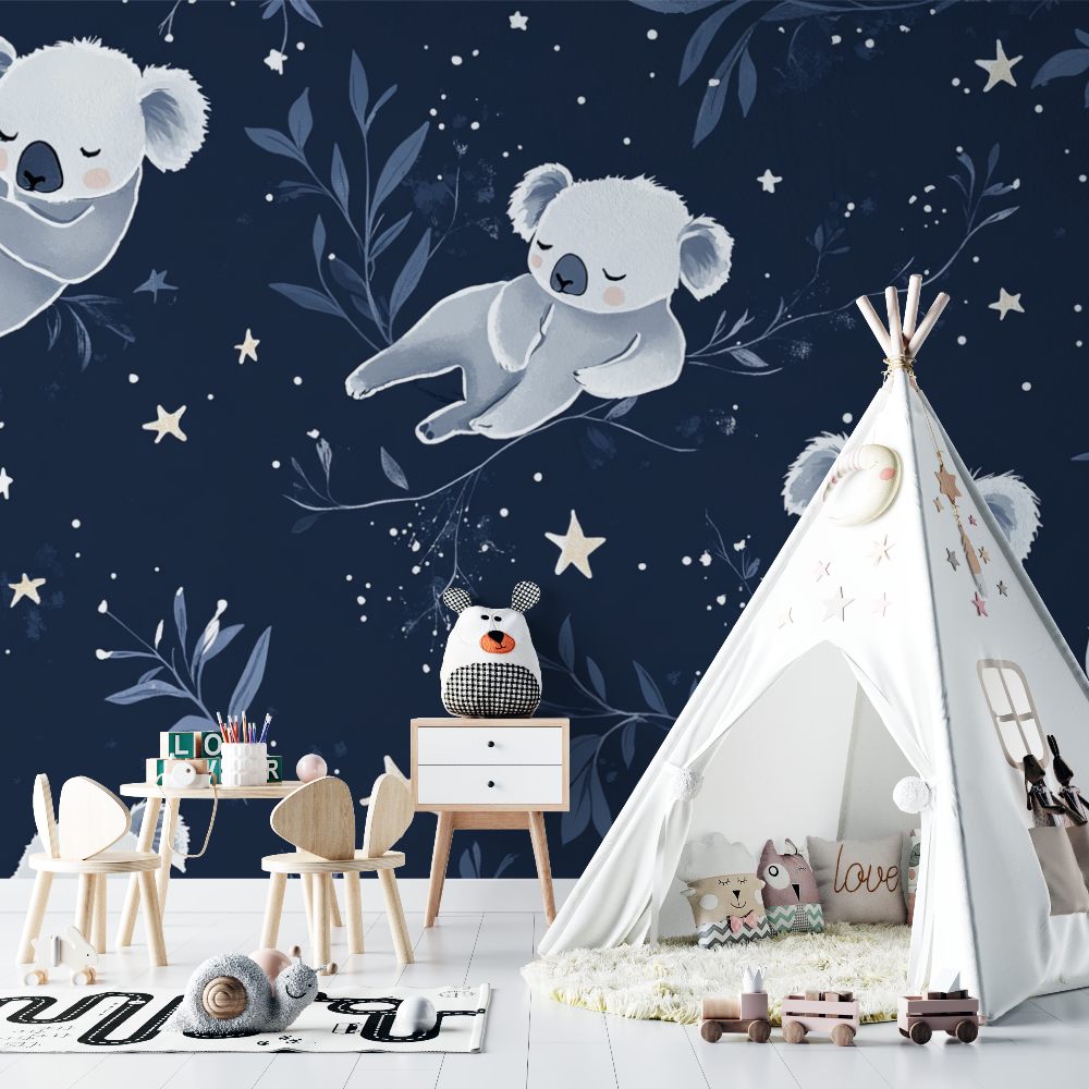 Papier peint koala au creux dune etoile chambre bebe