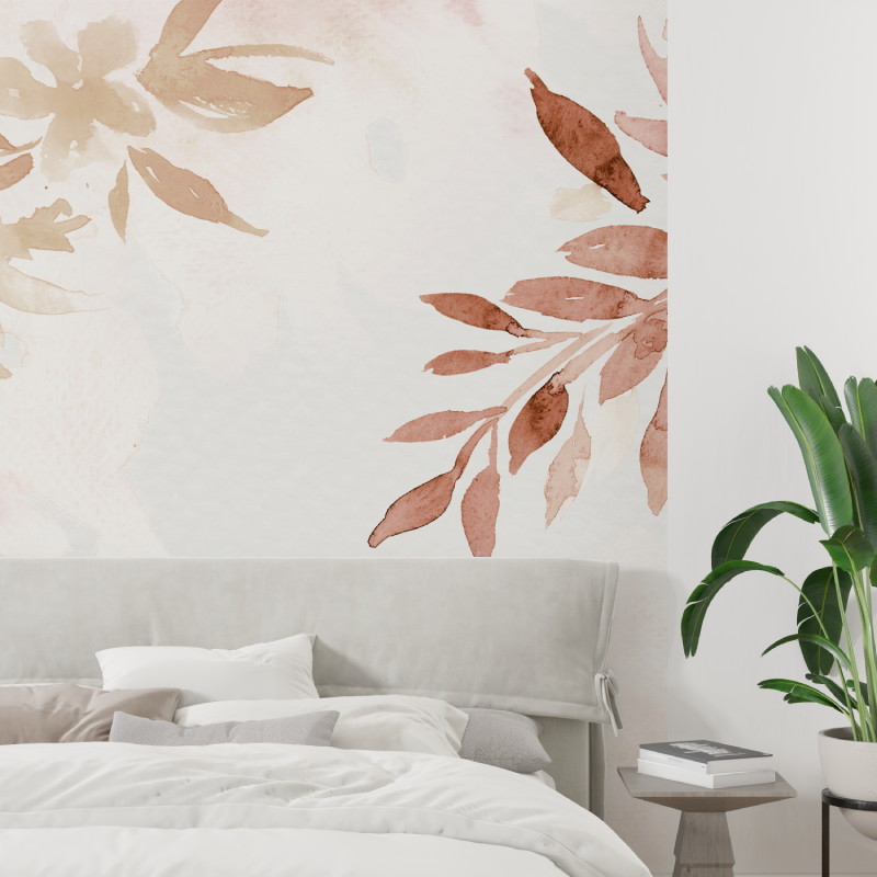 Papier peint aquarelle teintes terreuses tapisserie tendance