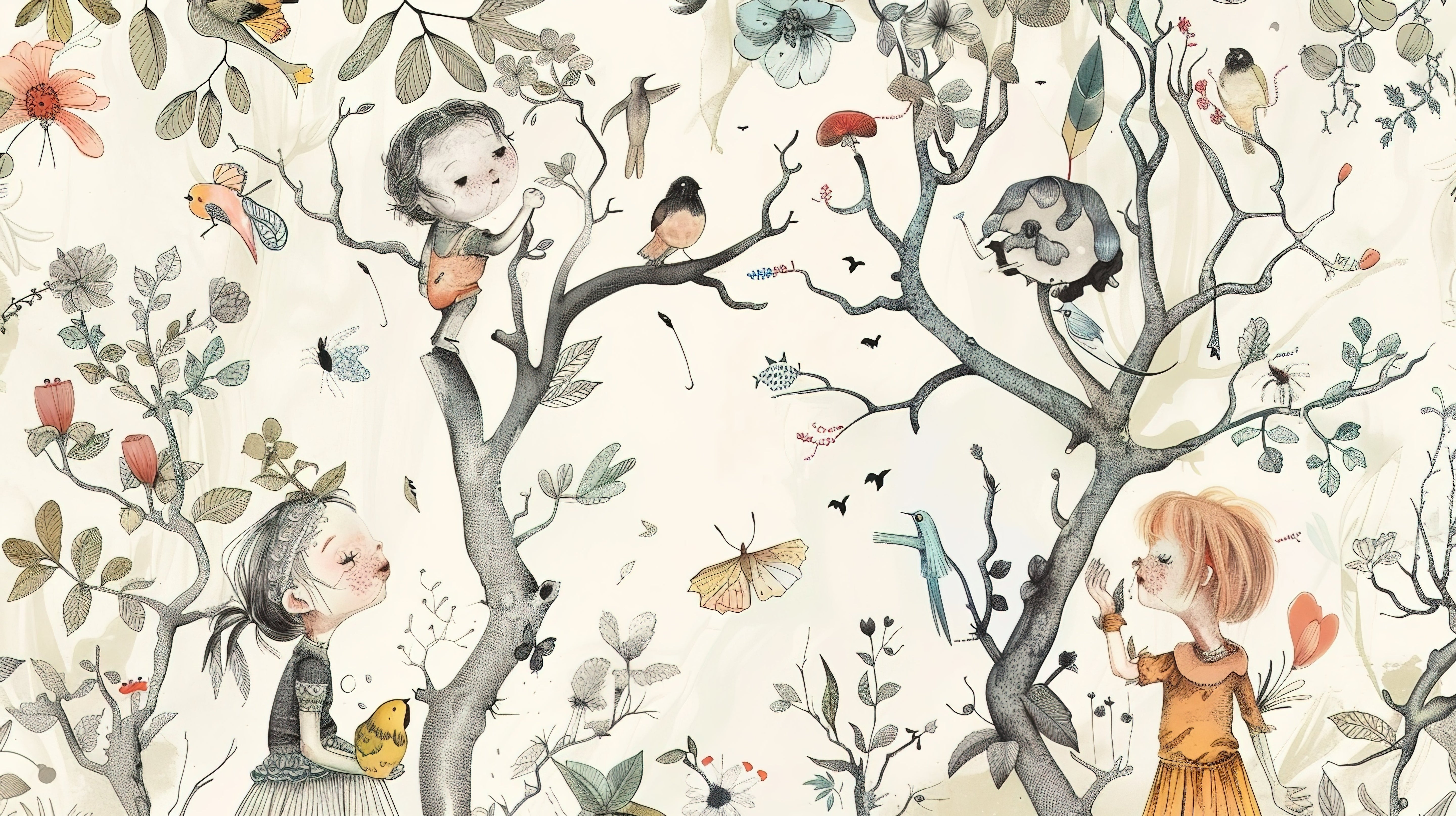 Papier peint Animaux vintage bébé