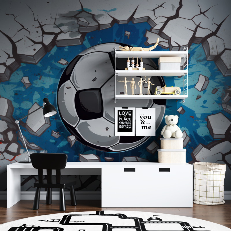 Papier peint ballon de foot tapisserie chambre ados