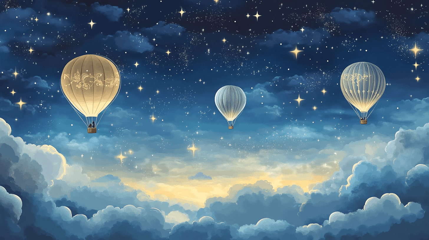 Papier Peint Montgolfière Et Ciel De Nuit Étoilé