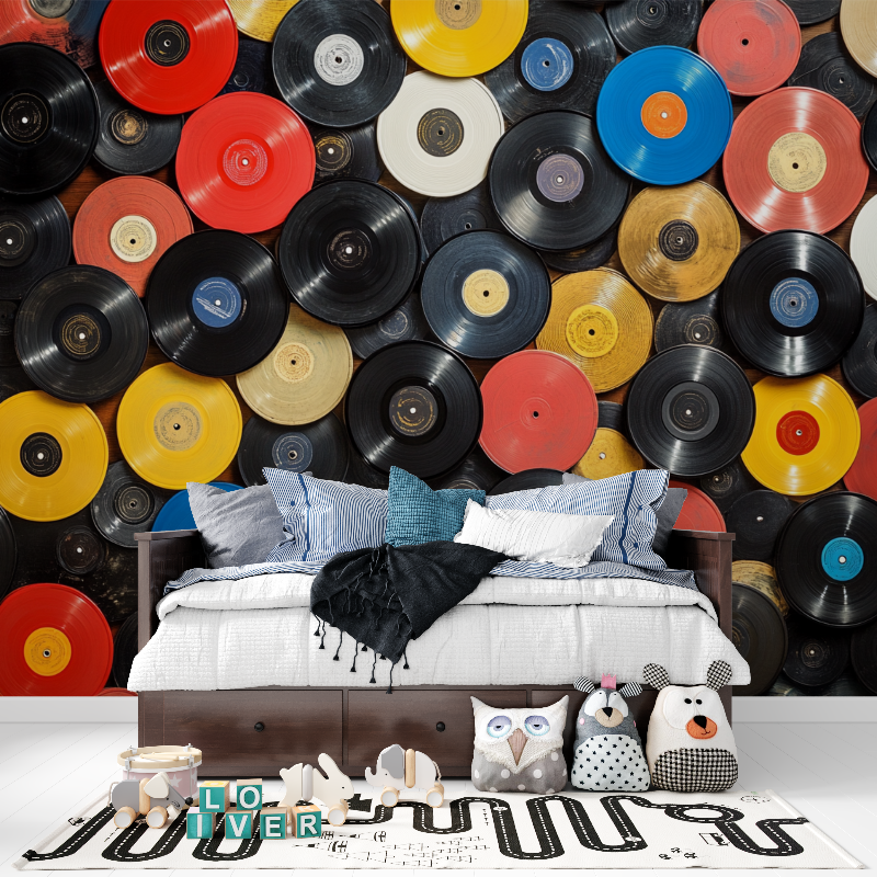 Papier peint disque vinyl tapisserie pour ado