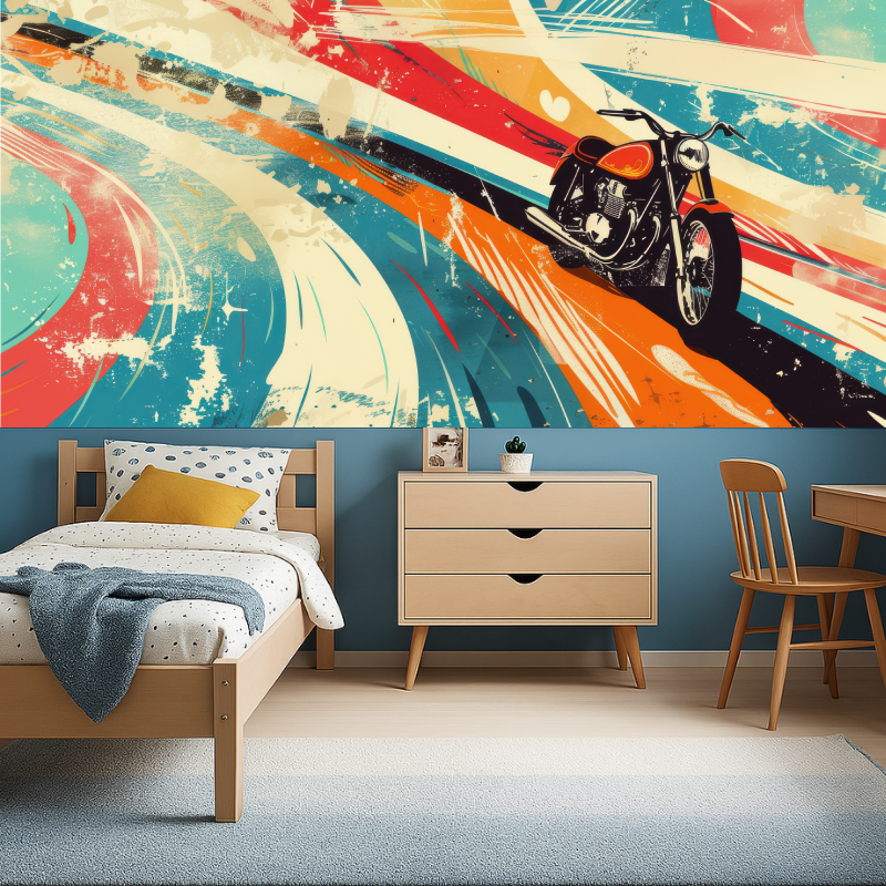 Papier peint graffiti moto ancienne garcon456