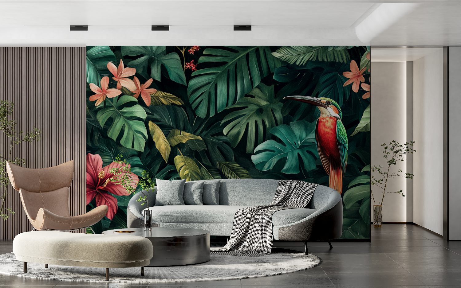 Papier peint aquarelle jungle exotique tendance 2024