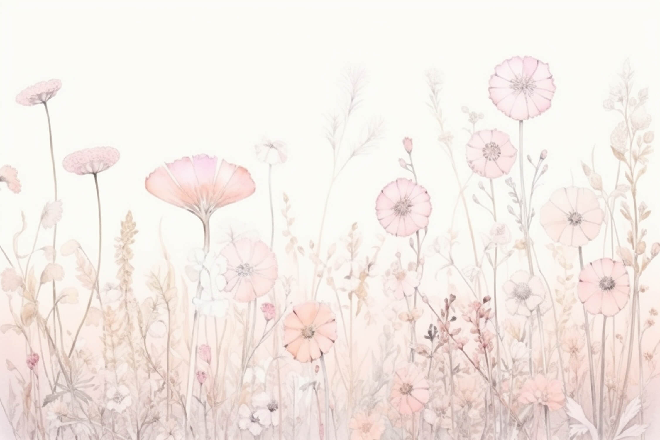 Papier Peint Aquarelle Fleurs Claires