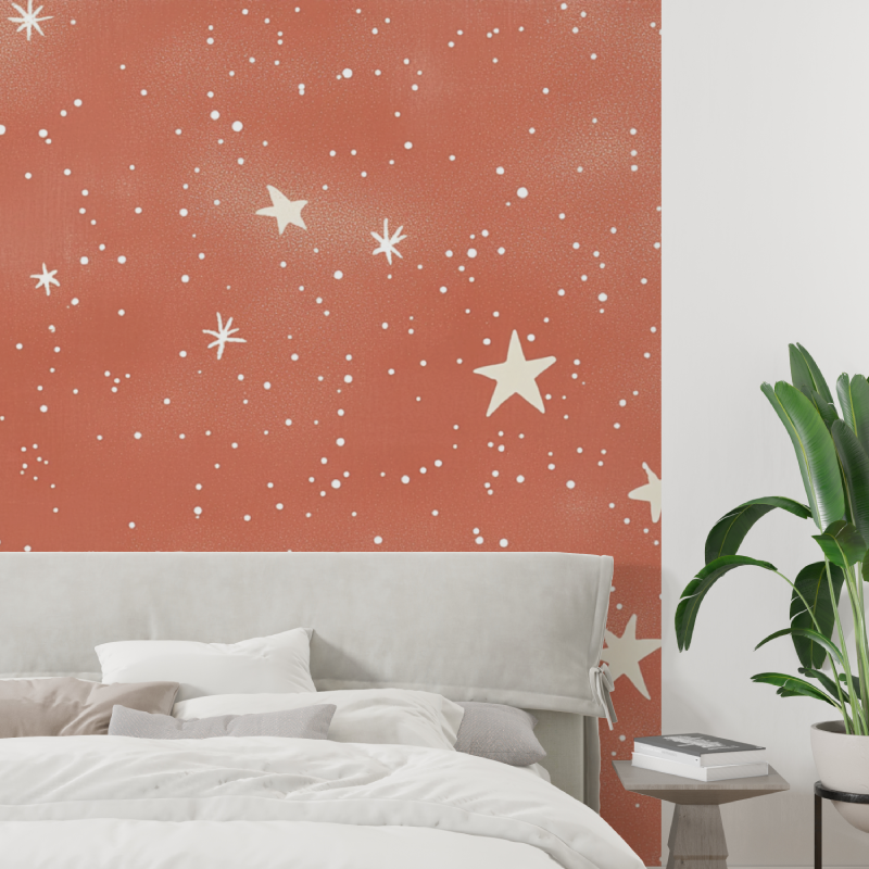 Papier peint terracotta avec et...dorees tapisserie tendance