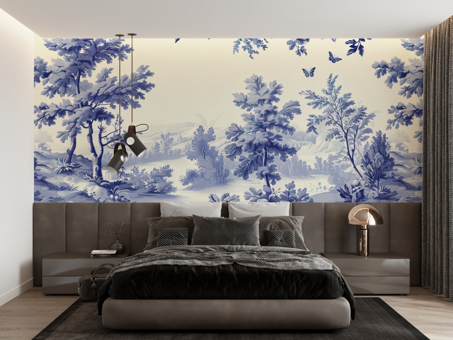 Papier Peint Toile De Jouy Impression - francais