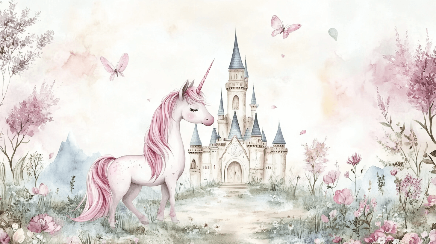 Papier Peint Licorne Château Princesse Et Licorne