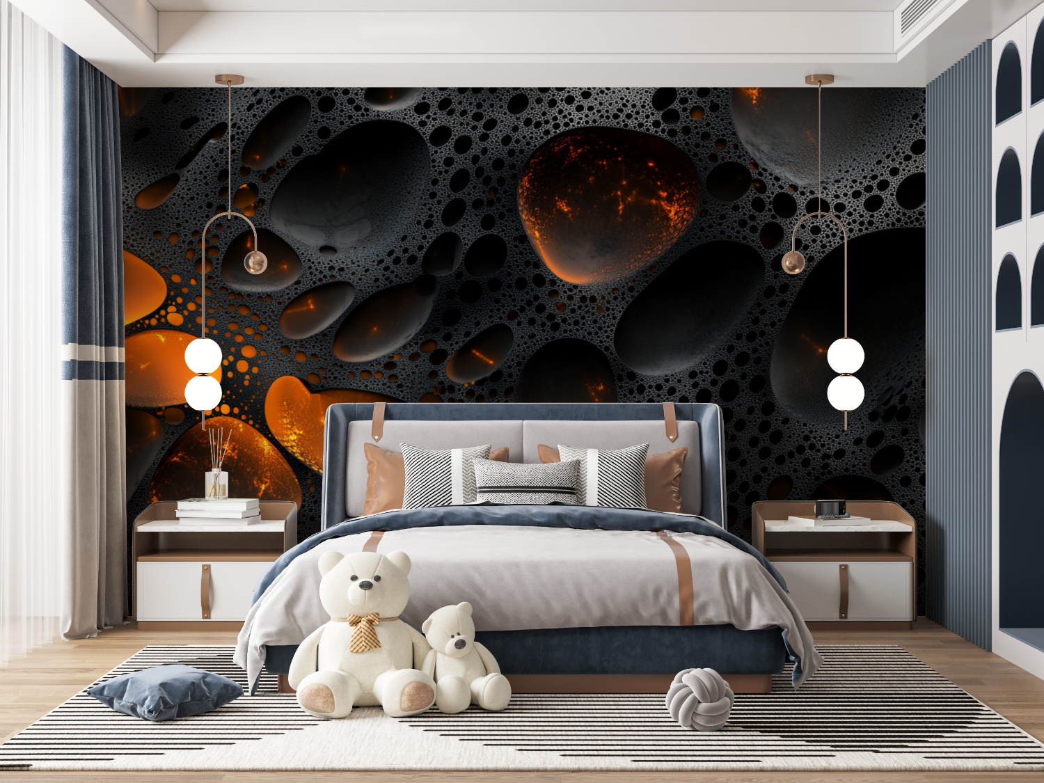 Papier peint effet neon gaming noir mur panoramique
