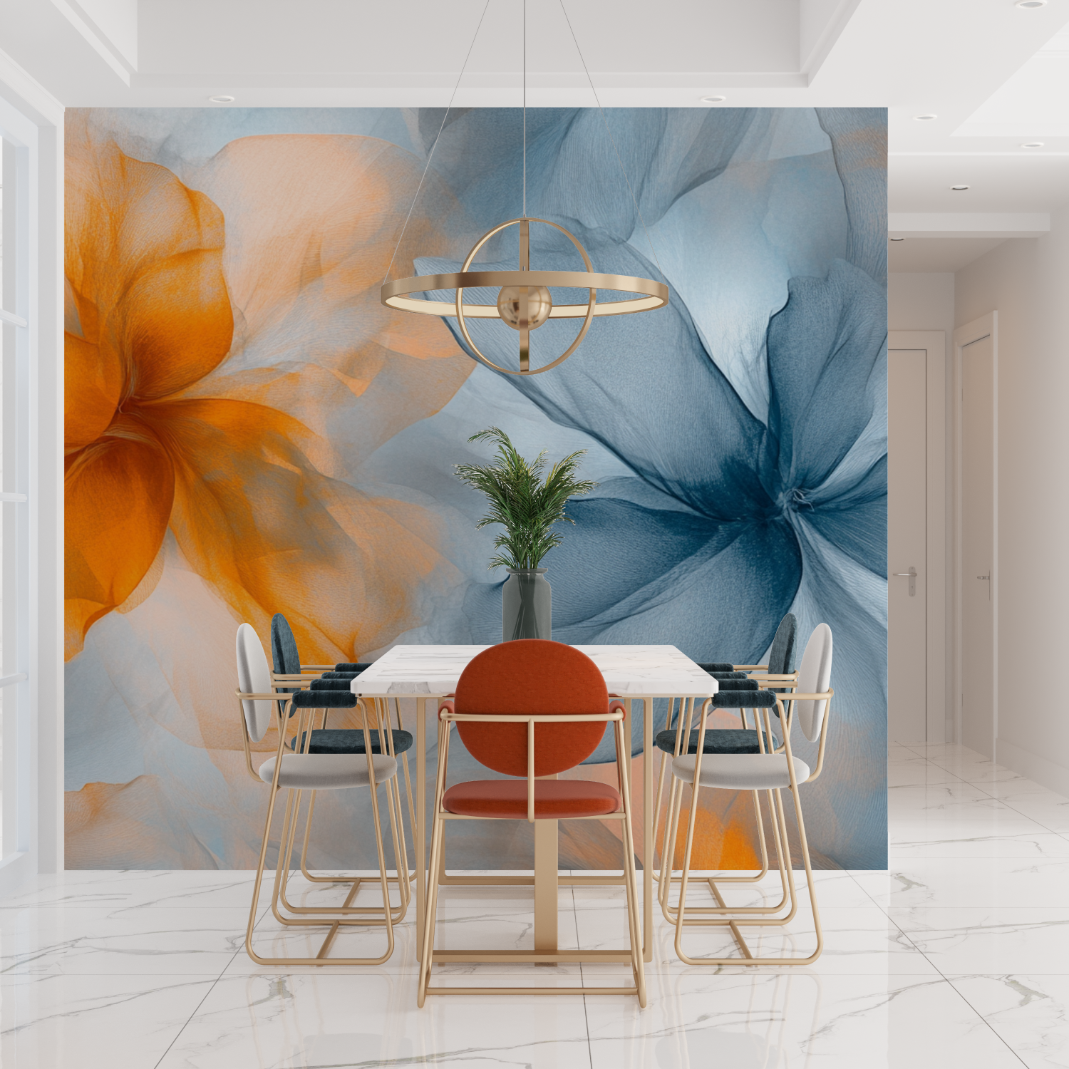 Papier peint aquarelle fleurs translucides tendances