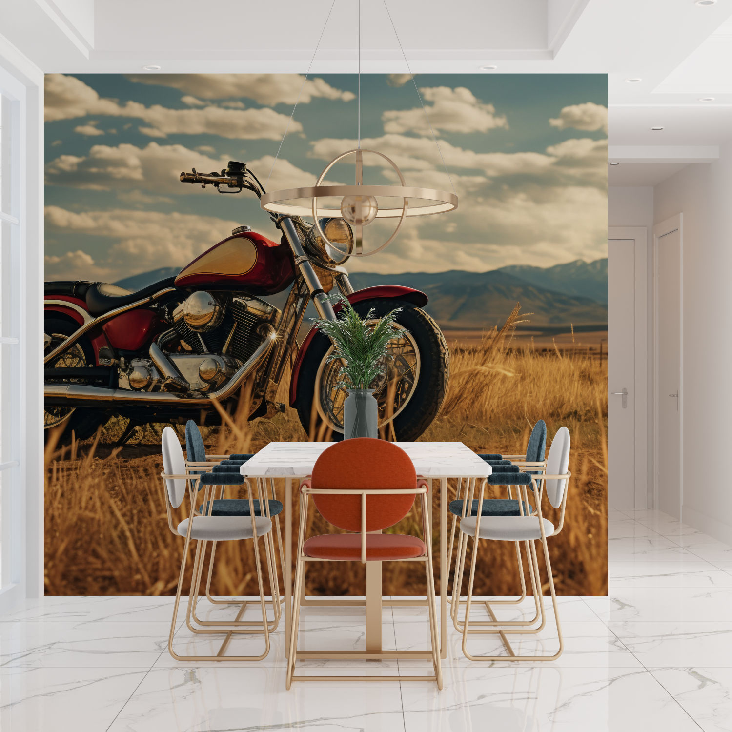 Papier peint panoramique moto ancienne tendances
