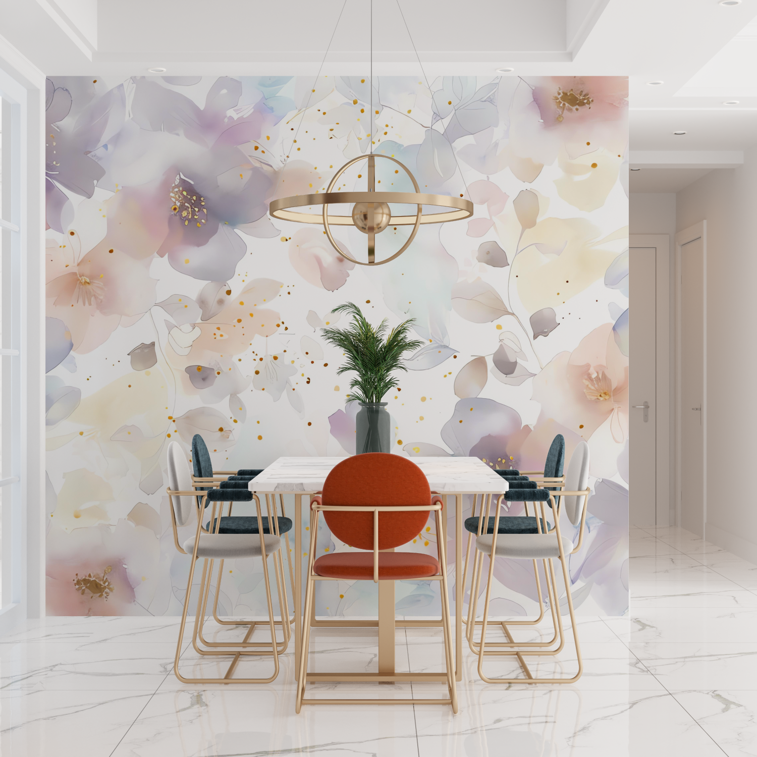 Papier peint aquarelle fleurs elegantes tendances