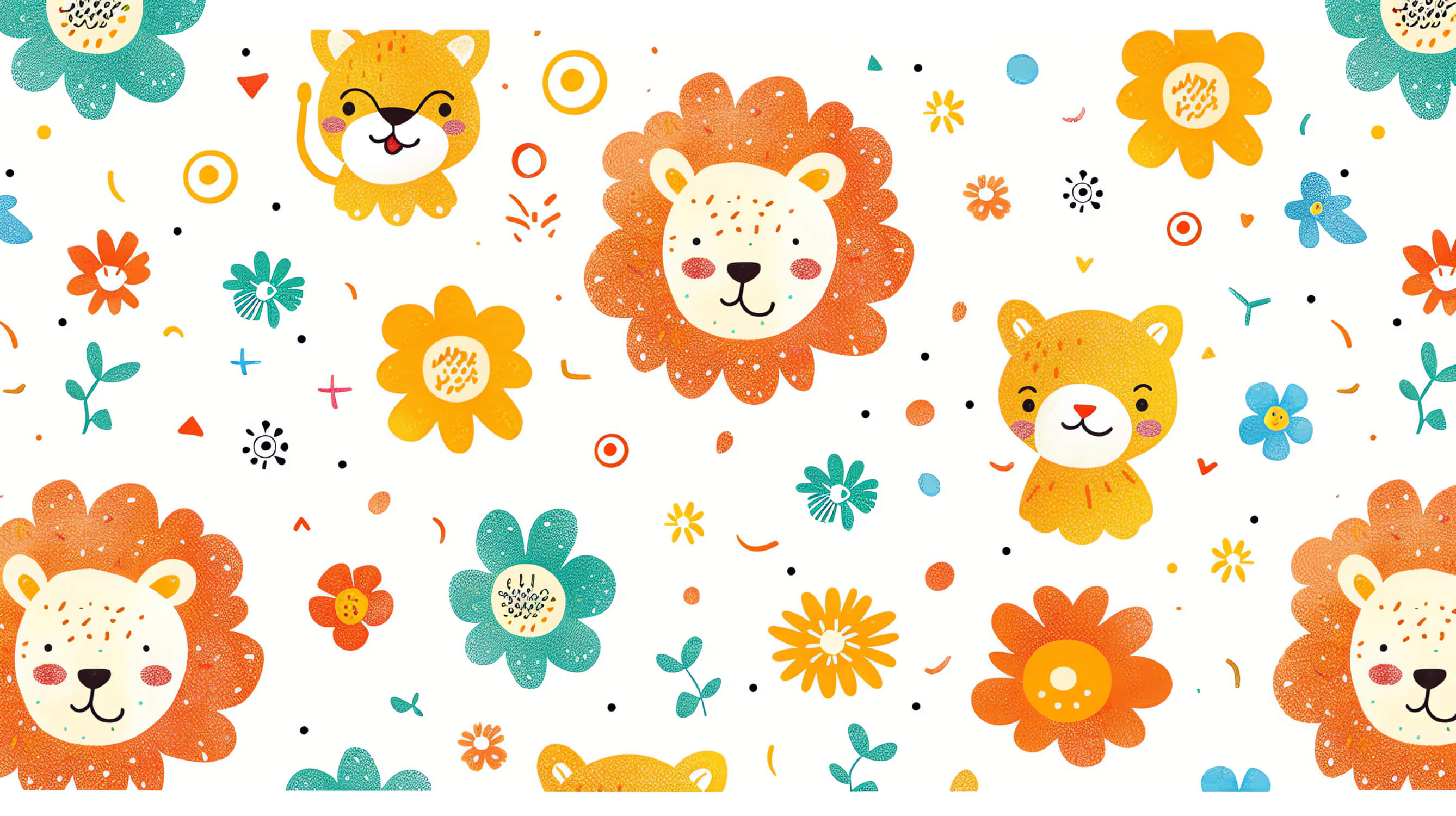 Papier Peint Lion Et Fleurs Délicates