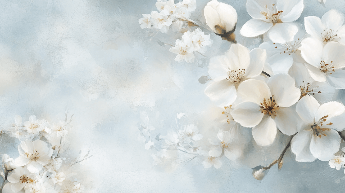 Papier Peint Aquarelle Fleurs Blanches Délicates