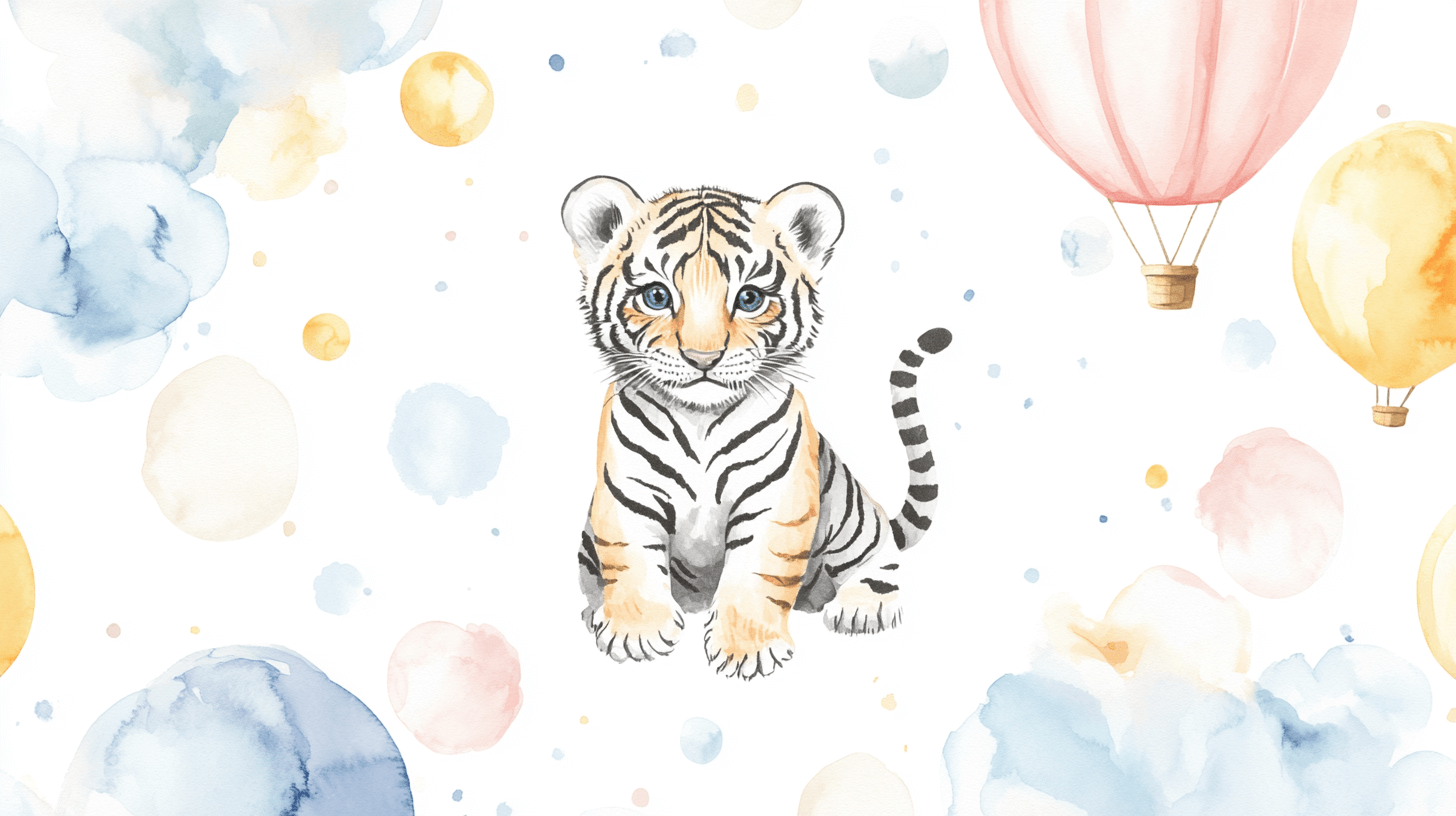 Papier Peint Tigre Et Montgolfière
