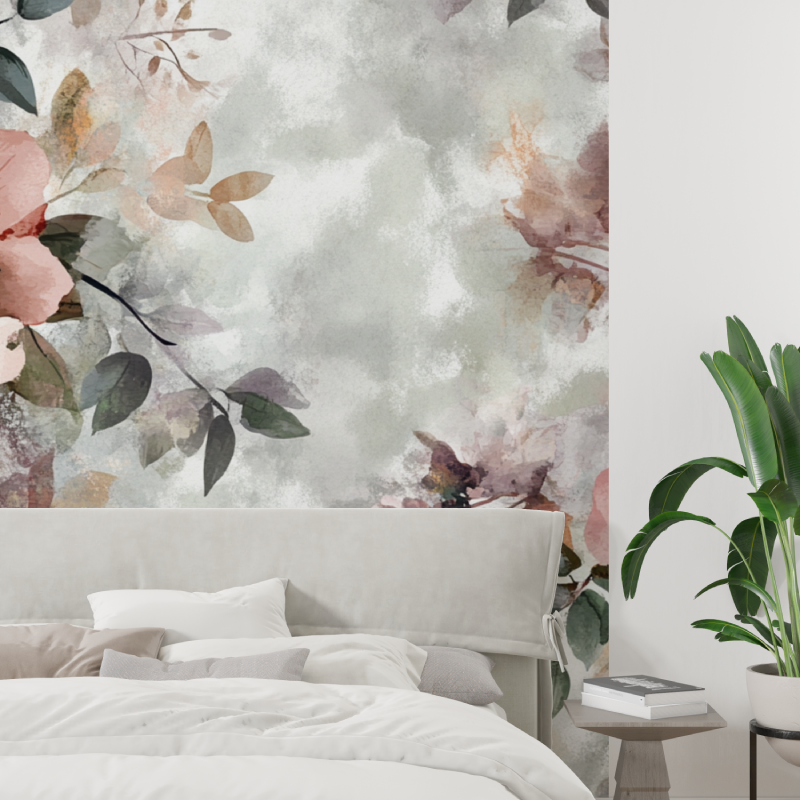 Papier peint aquarelle fleurs e...ohemes tapisserie tendance