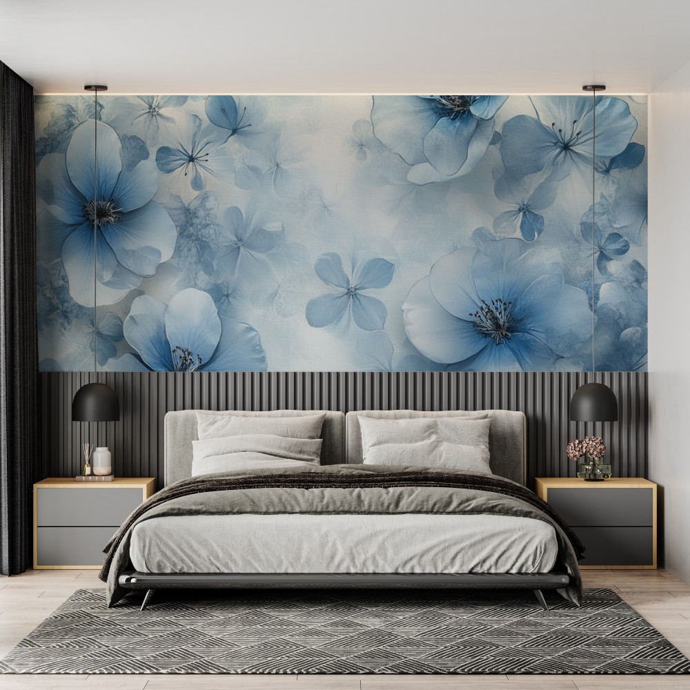 Papier peint aquarelle fleurs b... flottantes chambre adulte