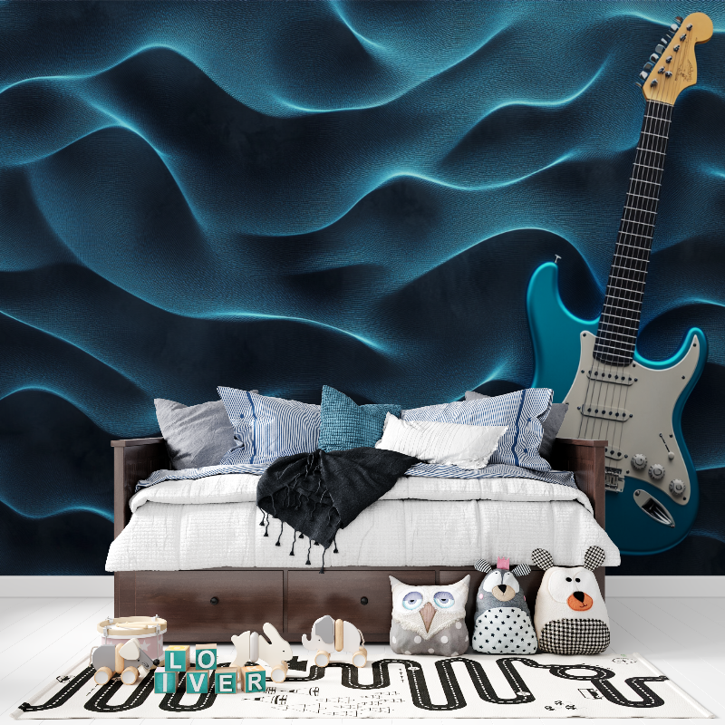 Papier peint guitare electrique bleu tapisserie pour ado