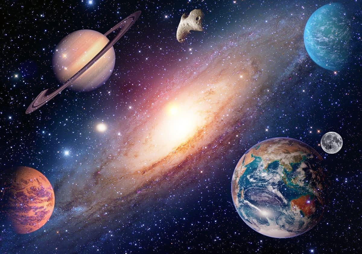 Weltraumhintergrund mit Nebel und Planeten