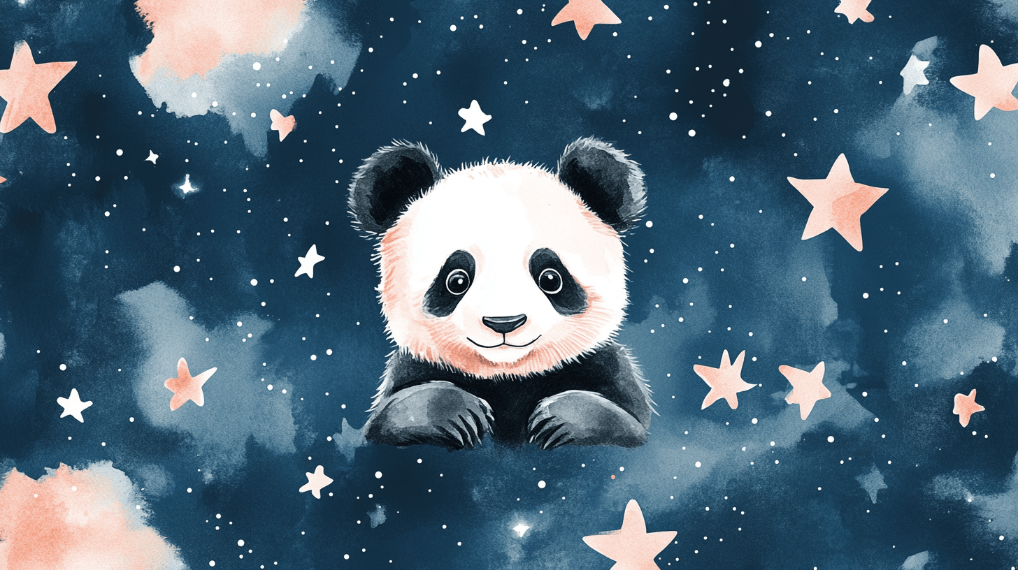 Papier Peint Panda Et Ciel Étoilé