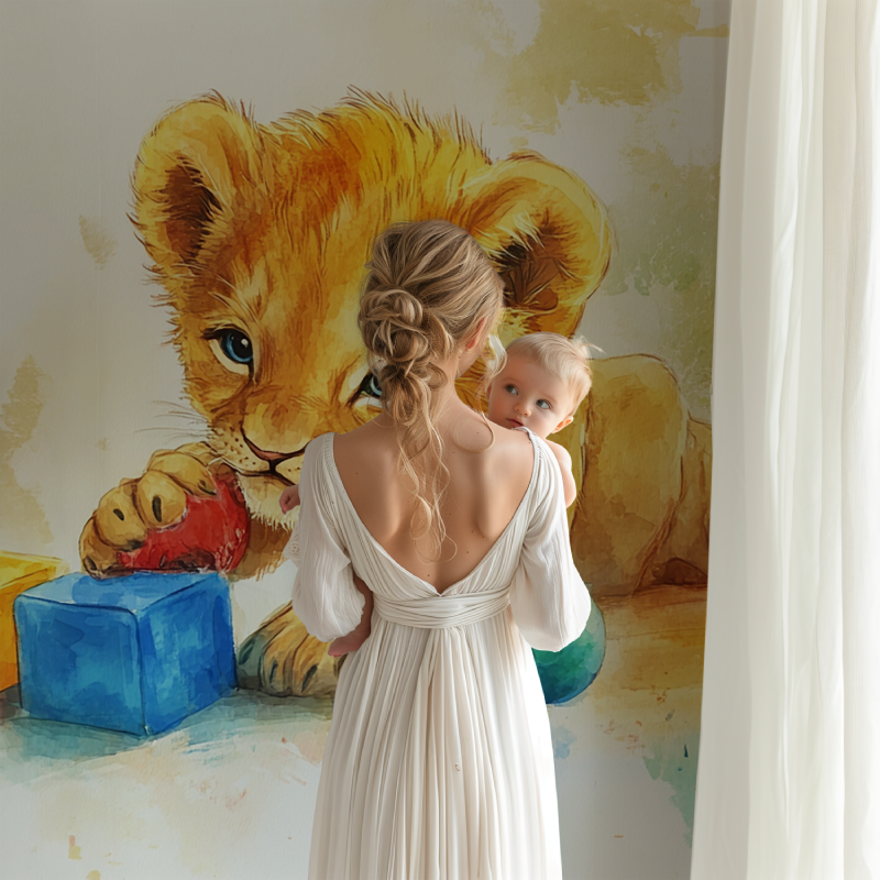 Papier peint lionceau mignon bb123