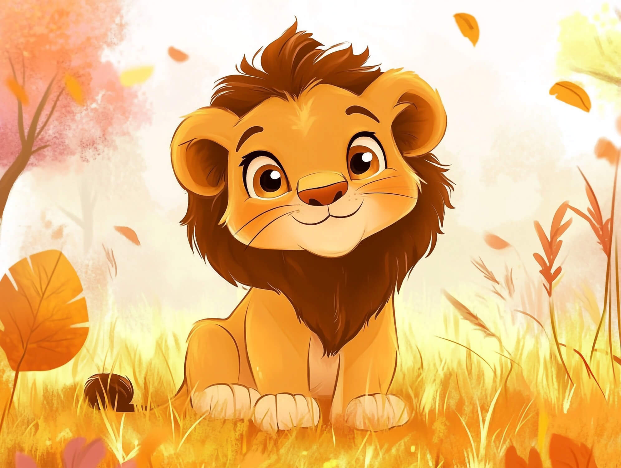 Papier Peint Lionceau Dessin Animé