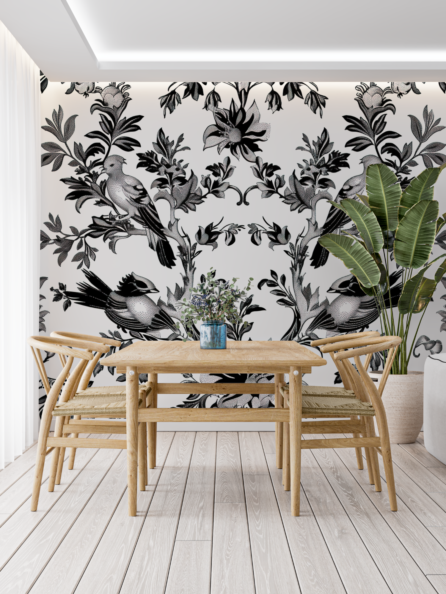 Papier Peint Toile De Jouy Noir Et Blanc - francais