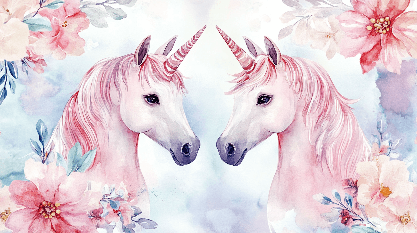 Papier Peint Tapisserie Licorne Duo Avec Bannières